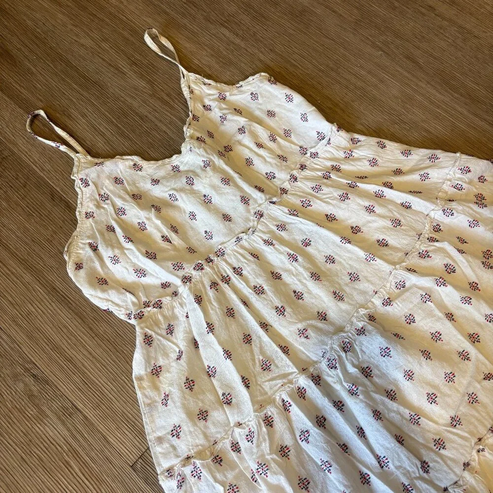 SIM & SAM Boho Midi Dress - White with Geometric Print - Size L - Picture 3 of 6